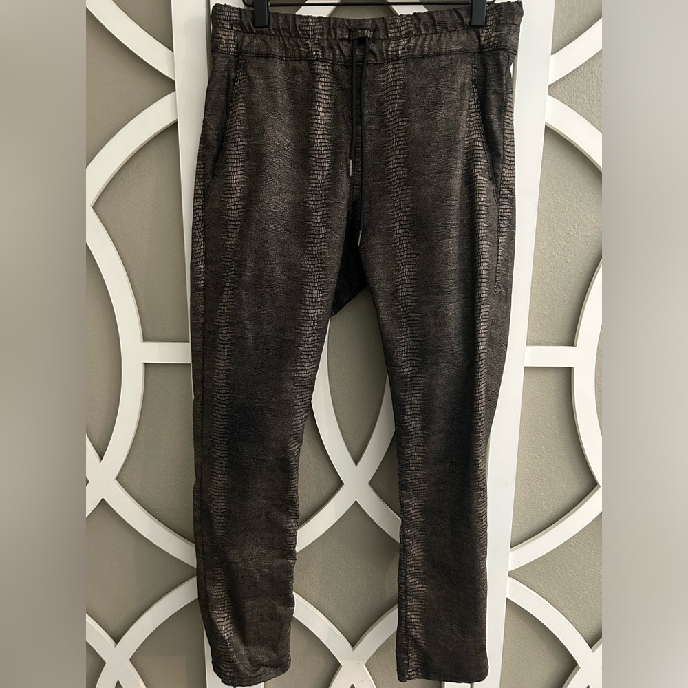 EUC Bevy Flog Joggers- Size 30- gold/black snakeskin print